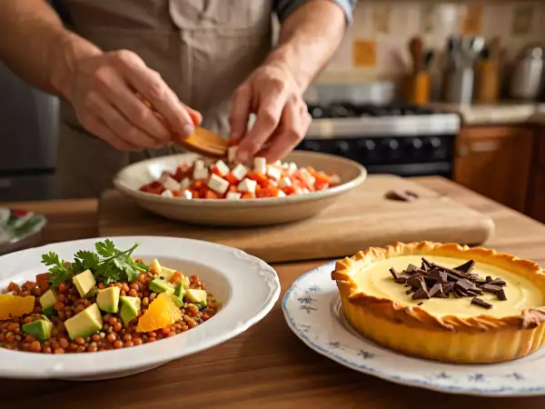 Menu végétarien, 20 août : un festin de saveurs avec cake, salade et tarte soleil
