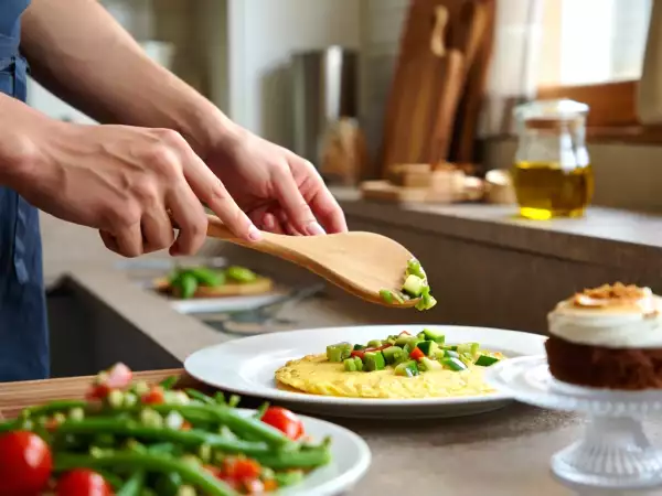 Menu végétarien, 2 août : fraîcheur et gourmandise avec haricots verts, omelette colorée et charlotte chocolatée
