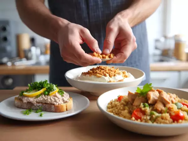 Menu sans gluten, 26 août : un festin coloré de toasts, quinoa et amaretti
