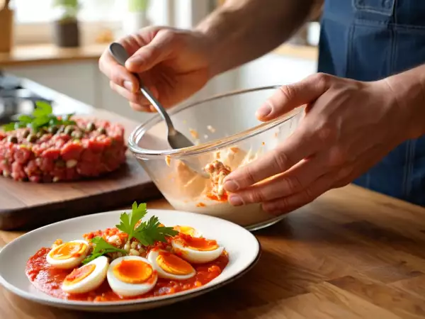 Menu sans gluten, 9 août : un festin coloré d’œufs au paprika, steak tartare et mousse au chocolat