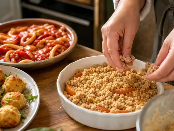 Menu du jour, 7 septembre : croquettes de chou-fleur, encornets aux piquillos et crumble aux abricots