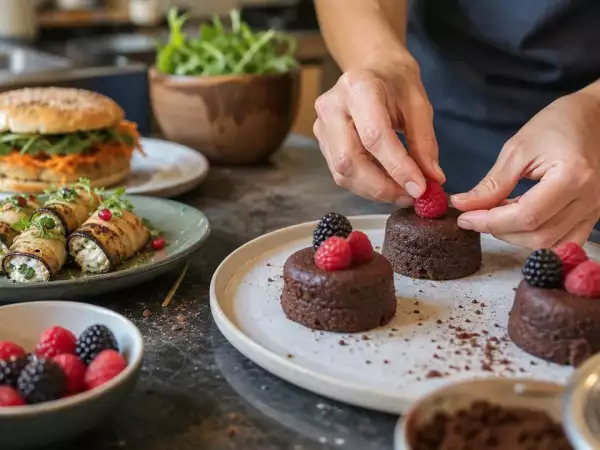 Menu du jour, 18 septembre : Roulé d'aubergines à la feta, Hamburger de poisson et Petits gâteaux moelleux
