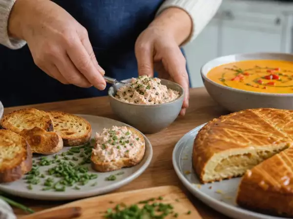 Menu du jour, 27 septembre : rillettes de saumon, potage de potiron butternut et gâteau basque