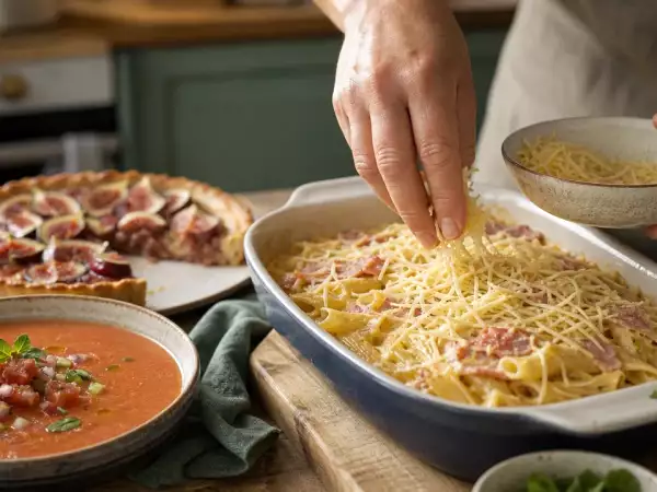 Menu du jour, 21 septembre : un gaspacho frais, un gratin réconfortant et une tarte aux figues délicieuse