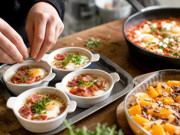 Menu sans gluten, 7 septembre : oeufs cocotte, chakchouka et oranges gourmandes