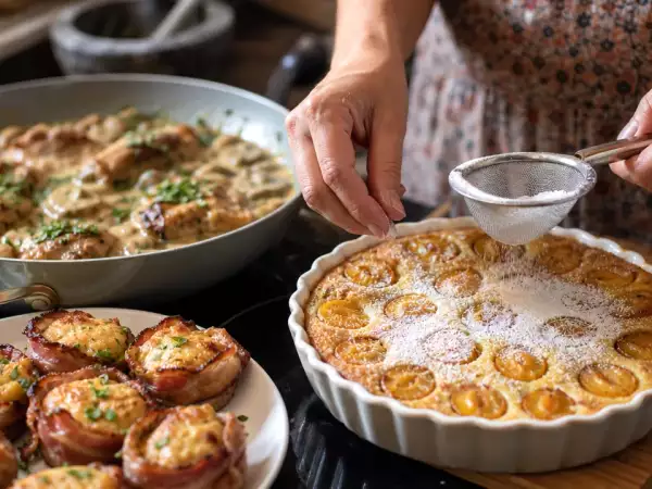Menu sans gluten, 17 septembre : brunch savoureux avec muffins au bacon, lapin mijoté et clafoutis léger