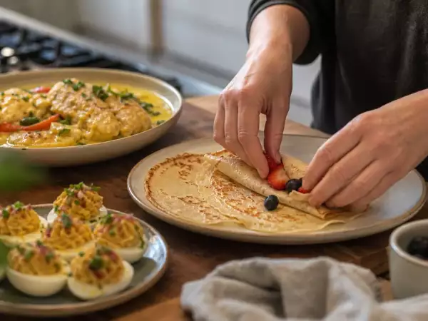 Menu sans gluten, 26 septembre : oeufs mimosa savoureux, une dorade mijotée au lait de coco et des crêpes légères