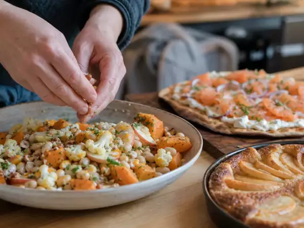 Menu végétarien, 1 septembre : salade de butternut, une pizza nordique et une délicieuse tourte aux pommes