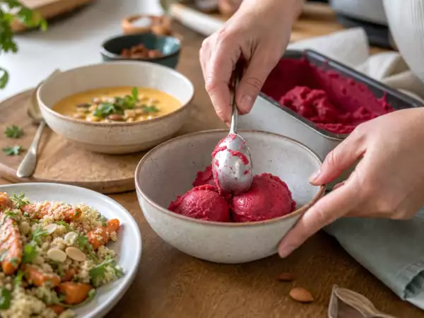 Menu végétarien, 8 septembre : taboulé, un velouté et un sorbet