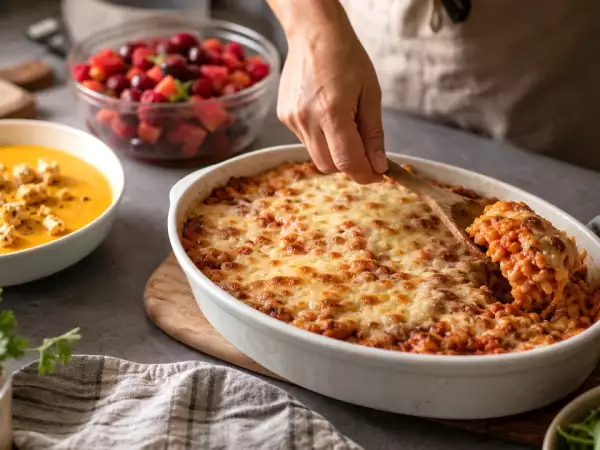 Menu végétarien, 12 septembre : velouté de courge butternut et gratin de riz à la tomate
