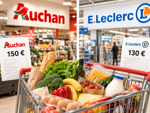 Votre panier atteint 150 € chez Auchan ? Il coûte en moyenne 20 € de moins chez Leclerc