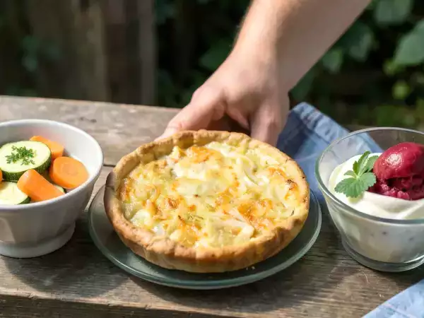 Menu végétarien, 6 octobre : duo de courgettes et carottes au lait de coco, tarte au chou blanc, sorbet à la framboise et à la crème de cassis