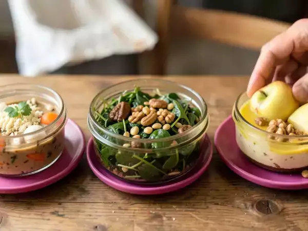 Menu végétarien, 15 octobre : terrine végétale aux champignons et carottes, quiche épinard chèvre pignons de pin, fondant aux pommes sans beurre et sans farine