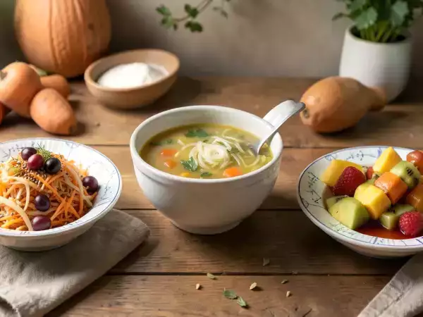 Menu végétarien, 18 octobre : carottes et fenouil râpés, soupe de poireaux, courge butternut et potimarron, brochettes de fruits