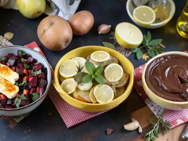 Menu sans gluten, 1 octobre : salade de betteraves au halloumi grillé, cabillaud au four, flan au chocolat