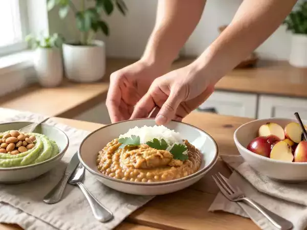 Menu végétarien, 27 octobre : courgette aux amandes, lentilles corail et compote vanillée