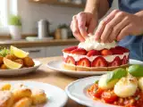Dossiers: Menu du jour, 24 mai : des croquettes de poisson, des gnocchis et un layer cake aux fraises