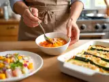 Dossiers: Menu sans gluten, 26 juin : ceviche de cabillaud, gratin de courgettes au parmesan et compote d'abricots