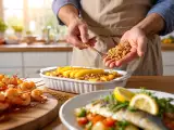 Dossiers: Menu sans gluten, 30 juillet : brochettes de crevettes, daurade au citron et crumble exotique