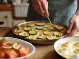 Dossiers: Menu sans gluten, 21 juillet : fraîcheur et légèreté avec saumon mariné, courgettes parmigiana et îles flottantes