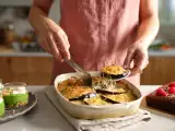 Dossiers: Menu végétarien, 13 juillet: verrines colorées, gratin d'aubergines et brownie framboise chocolat