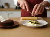 Dossiers: Menu végétarien, 6 août : biscuits salés, tarte courgette et gâteau chocolat vanille