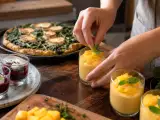 Dossiers: Menu sans gluten, 22 septembre : des verrines colorées, une galette fondante et une mousse fruitée
