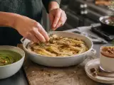 Dossiers: Menu végétarien, 26 septembre : soupe aux épinards, une purée fumée de céleri-châtaigne et une panna cotta gourmande