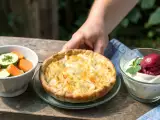 Dossiers: Menu végétarien, 6 octobre : duo de courgettes et carottes au lait de coco, tarte au chou blanc, sorbet à la framboise et à la crème de cassis