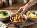 Dossiers: Menu végétarien, 16 octobre : velouté de potimarron et brocoli, patate douce au gingembre, crème à l'orange