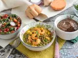 Dossiers: Menu sans gluten, 4 octobre : salade de lentilles et patates douces, curry de crevettes au lait de coco, mousse au chocolat