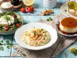 Dossiers: Menu sans gluten, 12 octobre : une salade croquante, un risotto crémeux et un flan onctueux
