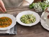 Dossiers: Menu du jour, 28 octobre : chorba végétarienne, one pot pasta épinards chèvre et verrines mont blanc