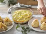 Dossiers: Menu du jour, 24 octobre : aumônières croustillantes, gratin de saumon et poires feuilletées