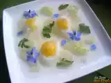 Recette Oeufs de caille pochées sur une gelée de concombre
