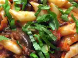 Recette Penne con parmigiana di melanzane