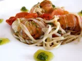 Recette Spaghettis aux langoustines, tomates cerise et pesto