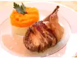 Recette Cailles au cidre farcies aux pommes et au foie gras