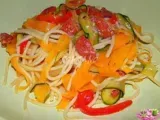 Recette Spaghetti au chorizo et tagliatelles de legumes