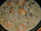 Recette Risotto en sauce onctueuse, aux crevettes et pleurottes