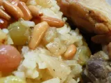 Recette Poulet au riz et fruits secs.