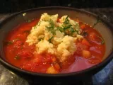Recette Soupe épicée tomate pois chiches et couscous