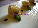 Recette Noix de saint-jacques sur gâteau de pommes de terre, caramel de balsamique