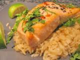 Recette Saumon grillé, riz au gingembre et citron vert