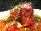 Recette Souris d'agneau braisée, cocos frais à la tomate et aux herbes du jardin