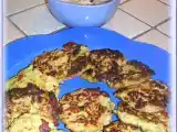 Recette Galettes poulet, aubergines a l'indienne et sauce citronnee au tahin