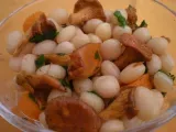 Recette Salade d'automne - cocos de paimpol à la menthe et girolles persillées