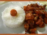Recette Porc ou poulet aux carottes et au curry riz nature
