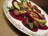Recette Salade tiède de betterave et de châtaignes, filets de magret de canard