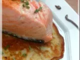 Recette Saumon sauce à l'échalote naviguant sur un blinis de pdt